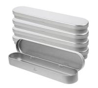 Kichvoe 5pcs Tinplate Pencil Case Set with Waterproof and Portable Features, Sleek Silver Stationery Box for School and On-the-go Use, Versatile Modern Style Pen Holder