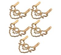 Kichvoe 5pcs Vintage Brass Picture Hanging Hook Set with Smooth Finish and Antique Chinese Style, Strong Copper Frame Hooks for Plaques and Photo Frames in Living and Working Environments