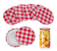Kichvoe 60mm Gingham Jam Jar Covers 40pcs Regular Mouth Glass Mason Jar Lids Canning Jar Caps Twist Off Lid Replacement Canning Equipment Kit for Food Storage Preserving Leak Proof Pink White