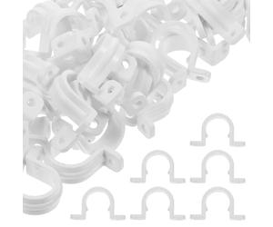 Kichvoe 60pcs Plastic Hose Clamp 20mm Pipe Holder High Mechanical Strength and Practical Use, White Clip Holder Support Base for Rubber Hoses and Wires in Stainless Steel and New Energy