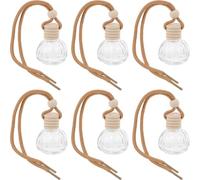 Kichvoe 6pcs Car Air Freshener Perfume Bottles 10ml Glass and Wood Refillable Essential Oil Diffuser for Odor Removal and Relieving Driving Fatigue Suitable for Car and Travel