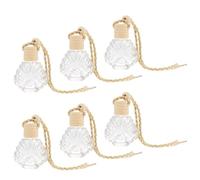 Kichvoe 6pcs Car Perfume Bottle 15ml Glass Empty Diffuser Bottles for Hanging Air Freshener with Chic Decorative Design for Car Interior Accessories