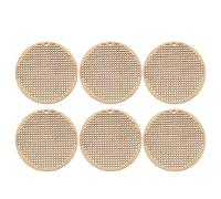 Kichvoe 6pcs Cross Stitch Wood Ornament Blank Circular Wood Chips Beige Unique Multi-Functional DIY Handmade Cross-Stitch Wooden Chip Pendant Necklace for Crafting