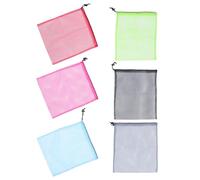 Kichvoe 6pcs Drawstring Mesh Storage Bags Portable Mesh Pouch Large Capacity Polyester Multi-functional Lightweight Casual Style for Sports and Leisure Walking Color