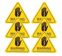 Kichvoe 6pcs Electric Warning Safety Triangle Pvc Sticker, Yellow, Triangular Electrical Safety Sign for Factories and Industrial Use