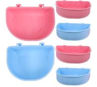 Kichvoe 6pcs Hanging Hamster Bowls and Water Containers for Small Pets, Washable Chinchilla and Rat Cage Food Bowls, Compact Safe Feeding Set for Hamsters and Rabbits (pink Blue)