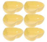Kichvoe 6pcs Heart Shaped Seasoning Dish Dipping Plate Ceramic Oven Safe Freezer Safe Shape Design Lovely Yellow Side Dishes for Restaurant and Housewarming