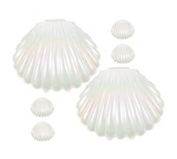 Kichvoe 6pcs Pearl White Seashell Candy Boxes, Small Iridescent Plastic Shell Trinket Holders for Wedding Party Favors, Jewelry Storage, and Halloween Treat Packaging