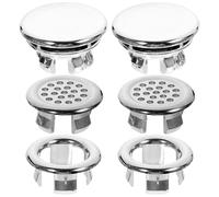 Kichvoe 6pcs Plastic Sink Overflow Rings for Washbasin and Washstand, Easy to Install and Replace, Silver Minimalist Design Bathroom Accessory for Home Decoration