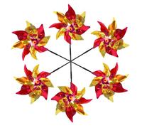 Kichvoe 6pcs Rotating Plastic Pinwheels Wind Spinners for Garden Decoration with Reflective Rainbow Colours, Easy to Install Lawn Windmills for Courtyards and Parties