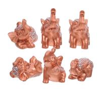 Kichvoe 6pcs Small Elephant Figurines Mini Resin Elephant Statues Set, Lifelike Elegant Resin, Compact Design, Symbol of Positivity, Housewarming Gift for Desks and Home Decor