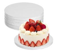 Kichvoe 6pcs White Cake Boards 10 Inch Round Cake Base Boards Cardboard Drums Display Bases Baking Supplies for Home Kitchen Wedding Birthday Decorating, 12mm Thick