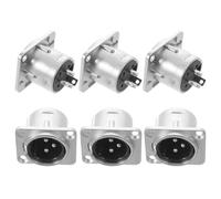 Kichvoe 6pcs Xlr 3 Pin Panel Mount Male Socket Nickel Modular Connector