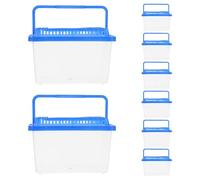 Kichvoe 8pcs Large Transparent Turtle Carrier Box with Secure Lid and Ventilation Spacious Portable Reptile Terrarium for Tortoise Lizard Frog Spider Indoor Habitat with Handle for Easy