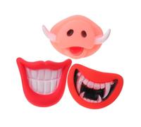Kichvoe 9 Pcs Puppy Chew Soft Vinyl Dog Playing Supplies Halloween Cosplay Face with Red Lips and Fangs for Anxiety Relief and Training