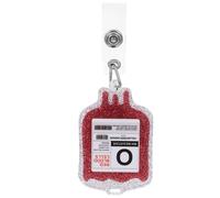 Kichvoe Acrylic Glitter Badge Reel Blood Type Retractable Badge Holder with Alligator Clip Suitable for Doctors Nurses and Medical Assistants