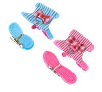 Kichvoe Adjustable Small Pet Harness and Leash Set 2pcs for Hamsters and Rats, Comfortable Blue and Pink Striped Chest Strap, Portable Rat and Hamster Accessory for Walking and Training