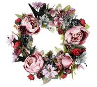 Kichvoe Artificial Flowers Door Wreath Round 12 Inch Floral Front Door Wreath Wall Hanging Wreath Candle Ring Table Centerpiece for Indoor Outdoor Wedding Birthday Halloween Christmas