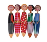 Kichvoe Ballpoint Pens and Office Use Doll Shape Creative 5pcs Smooth to Write Plastic Pens That Won't Skid Color for Paper and Book, for Home or Office