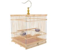 Kichvoe Beige Bamboo Metal Bird Cage Rectangular Decorative Bird Cage with Hanging Hook Vintage Elegant for Indoor Balcony Use Suitable for Budgies Zosterops