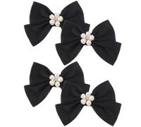 Kichvoe Black Bow Shoe Clips 2 Pairs Cloth Metal Buckles for Women | Reusable Decorative Pair, Easy to Match, for Dinner Parties and Proms, a Stunning Look for Girls