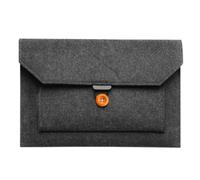 Kichvoe Black Felt Laptop Carrying Bag 14 Inch with Full Protection Button Closure and Elastic Loop Suitable for Sliding into Backpack Or Briefcase