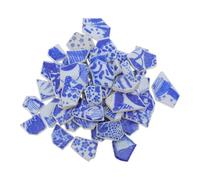 Kichvoe Blue and White Mosaic Tile Irregular Ceramic Tile Pieces Glazed Porcelain Broken Pieces Ceramic Scratchproof Wear-Resistant for Kitchen Backsplash Mosaic and Stepping Stone