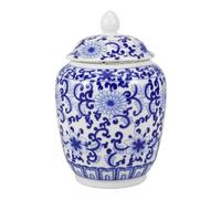Kichvoe Blue and White Porcelain Ginger Jar with Lid Vintage Ceramic Canister Chinese Temple Jar Decorative Jar for Spice Tea Coffee Sugar Oriental Decor