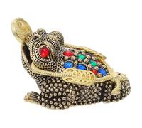 Kichvoe Brass Hollow 3-legged Money Toad Statue Small Copper Craft Figurine 7.2cm Desktop Ornament Feng Shui Wealth Frog Decoration for Office Living Room
