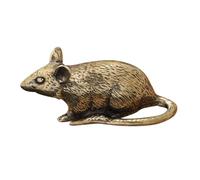 Kichvoe Brass Mouse Figurine Vintage Solid Metal Feng Shui Rat Sculpture Chinese Zodiac Desktop Ornament Lucky Miniature Rat Statue for Home Office Bookshelf Decor
