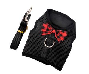 Kichvoe Breathable Nylon Dog Vest Harness Set with Black Mesh Design, Safe and Comfortable Strap for Small Pets Outdoor Use to Get more Exercise and Easy Control