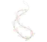 Kichvoe Butterfly Phone Charm Strap with Faux Pearl Beaded Phone Strap Easy to Use Decorative Accessory Made of Plastic and Resin for Handbag