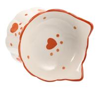 Kichvoe Ceramic Anti-skid Cat Raised Bowl with Cat Ear Design Not Easy to Knock for Daily Feeding at Home