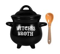 Kichvoe Ceramic Cauldron Sugar Pot with Spoon 650ml Capacity Gloss Finish Unique Design Comfortable Handle Versatile Decorative Jar for Cafe and Office Use