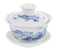 Kichvoe Ceramic Chinese Tea Bowl Retro Kung Fu Teacup with Saucer