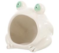 Kichvoe Ceramic Hamster House Cooling Nest Small Frog Shape Hamster Bed Pet Hideout for Summer Use Safe Ceramic Pet Home