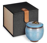 Kichvoe Ceramic Pet Ashes Urn 70ml Small Keepsake Box Crackle Glaze Light Blue Memorial Urn for Dogs and Cats Pet Ashes Keepsake Suitable for Home Display Random Color