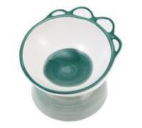 Kichvoe Ceramic Pet Dog Bowl Puppy Feeder Tilt Design Convenient Practical Food Grade Safe Ceramic Material Simple Style Beautiful Green Raised Dish for Home and Pet Cage Use