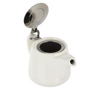 Kichvoe Ceramic Tea Making Pot with Stainless Steel Strainer, Moderate Capacity White Teapot, Heat Resistant and Sturdy, Elegant Design for Household Tea Brewing