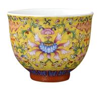 Kichvoe Chinese Style Ceramic Tea Drinking Cup 130ml Yellow Porcelain Teacup with Fine Craftsmanship and High Temperature Firing for Traditional Tea Serving