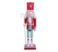 Kichvoe Christmas Nutcracker Soldier Figurine: 12" Tall Colored Wooden Nutcracker Puppet Doll Holding Candy Cane - Mantel Fireplace Holiday Decoration for Entryway Tabletop Display