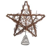 Kichvoe Christmas Rattan Star Tree Topper Decoration Xmas Tree Treetop Ornament with Spring Base Rustic Holiday Decor for Festive Atmosphere Unique Star Shaped Christmas Ornament Random
