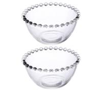 Kichvoe Clear Glass Beaded Bowl Set of 2 Transparent Salad Bowl for Fruit Dessert and Yogurt Multi-Use Serving for Snacks Parties Daily Dining 4.60 in