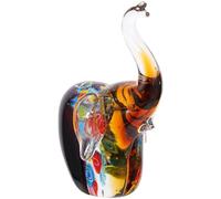 Kichvoe Colored Glass Elephant Figurine, Small Delicate Glass Elephant Statue, Creative Tabletop Ornament for Home and Office Decor, Spiritual Collectible Desktop Adornment