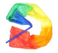 Kichvoe Colorful Gymnastics Ribbon with 30cm Stick, 2m X 30cm Dance Streamer for Adults, Rainbow Silk Twirling Ribbon for Gymnastic Training, Party and Performance