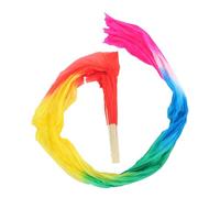 Kichvoe Colorful Lengthened Silk Dancing Fan Veil Gradient Design for Belly Dance Durable Silk Material for Stage Performances Unfolds Easily for Practice Sharing