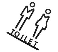 Kichvoe Creative Acrylic Toilet Sign for Women and Men with Direction, Practical Black Wc Sign Suitable for Home and Lavatory Use, Unisex Restroom Door Plate