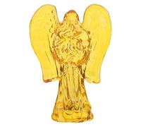 Kichvoe Crystal Glass Angel Figurine with Wings Elegant Praying Jesus Statue for Home Altar Decor, Commemorates Baptism and Confirmation, Yellow Spiritual Desktop Ornament for Women