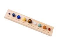 Kichvoe Delicate Collective round Stone Desktop Crystal Sphere Set with Wooden Stand, 10pcs Planet Ornament for Decorative Tabletop and Home Décor Accents