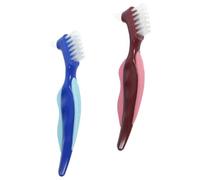Kichvoe Denture Cleaning Brush Ergonomic Handle 2pcs for Half and Full Dentures with Dual Heads and Lightweight Pp Nylon Material, for Oral Care Cleaning at Home